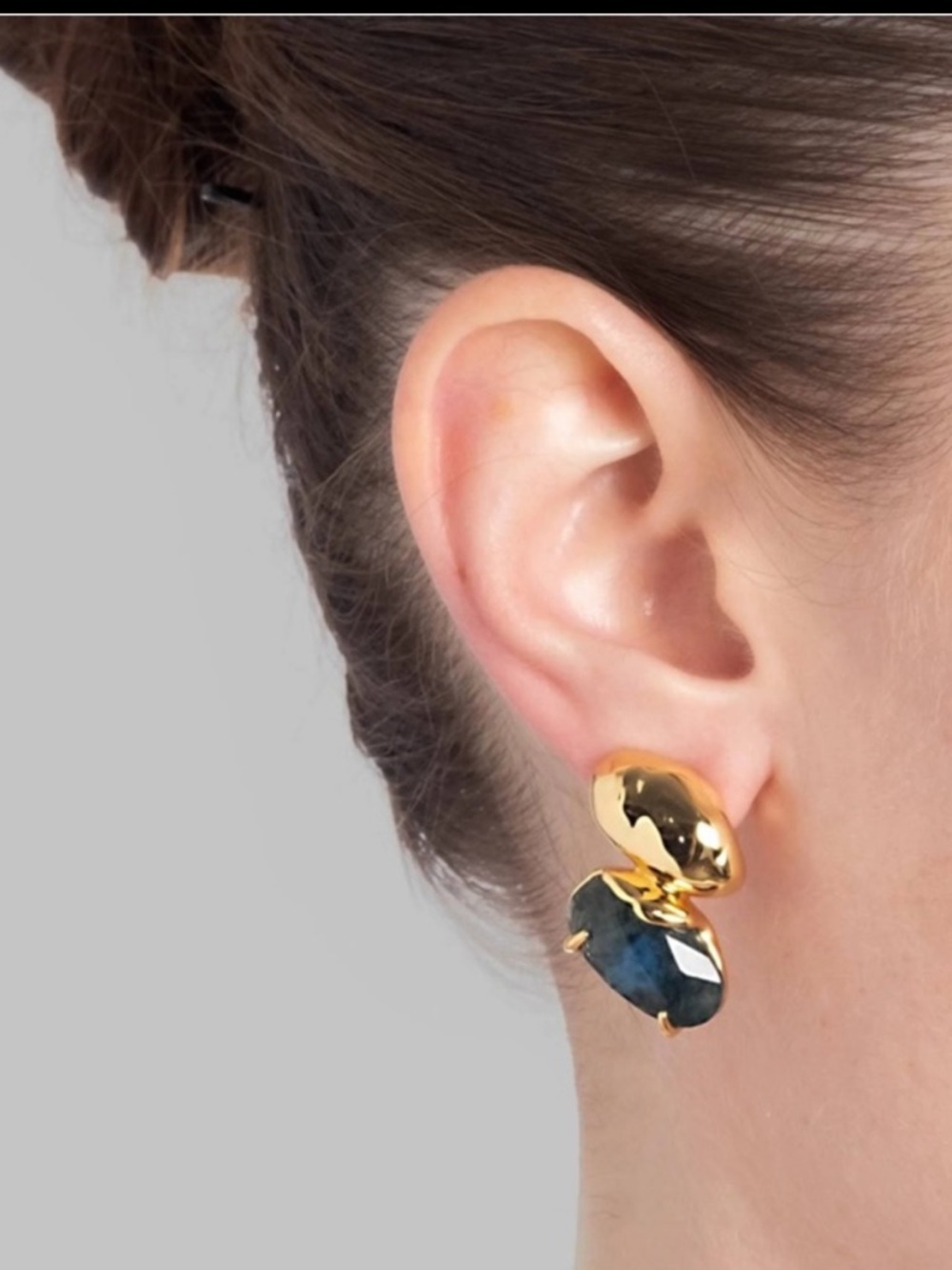 Alexis Bittar Brut Moss Agate Mismatch Earrings - Picture 2 of 5